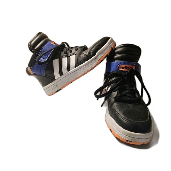 Adidas Postmove Mid-Top Kid's Sneaker Size 5.5  ID7071 Black Blue Hook And Loop - Picture 1 of 9